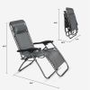 2PC Zero Gravity Patio Adjustable Folding Reclining Chair with Pillow, Grey