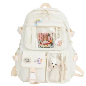 Women's Travel Backpack Women's Multi-Pocket Waterproof College School Bag Transparent Bag Large Capacity Laptop Backpack Reinforcement (Color: Beige)