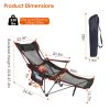 Foldable Camping Chair 330LBS Load Heavy Duty Steel Lawn Chair Collapsible Chair with Reclining Backrest Angle Cup Holder Pillow Side Pocket Carry Bag